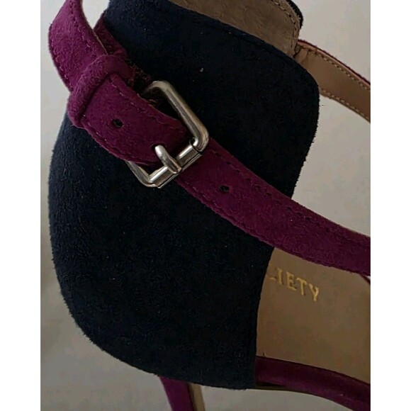 Sole Society Sheila Navy Purple Ankle Strap Stiletto Heels Color Block Size 8.5 - Picture 12 of 16